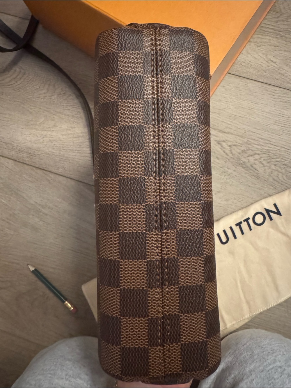 Louis Vuitton Brown Damier Ebene Top Handle Satchel with Gold Hardware - Picture 14 of 15